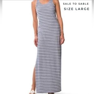 Sail To Sable Jetting to Jetties Striped Maxi Large Navy White